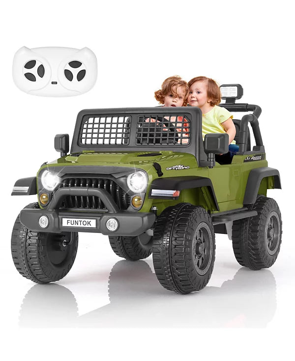 12V 7AH 2-Seater Green Ride-On Car for Kids with Remote Control, Electric Car with Music, LED Lights & Safety Features, Ages 3-8 years