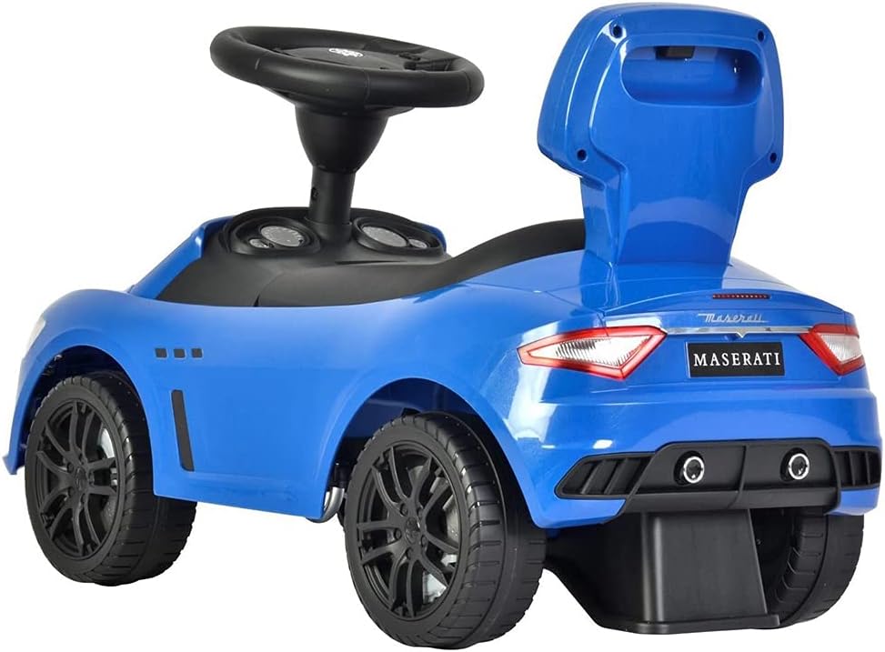 Maserati Ride on Push Car with Music and Under Seat Storage - Blue