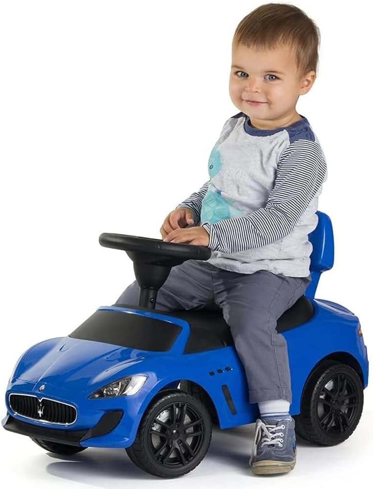 Maserati Ride on Push Car with Music and Under Seat Storage - Blue