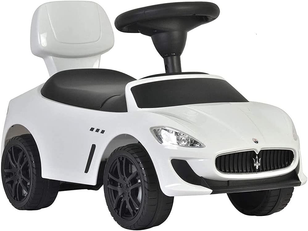 Maserati Ride on Push Car with Music and Under Seat Storage - White