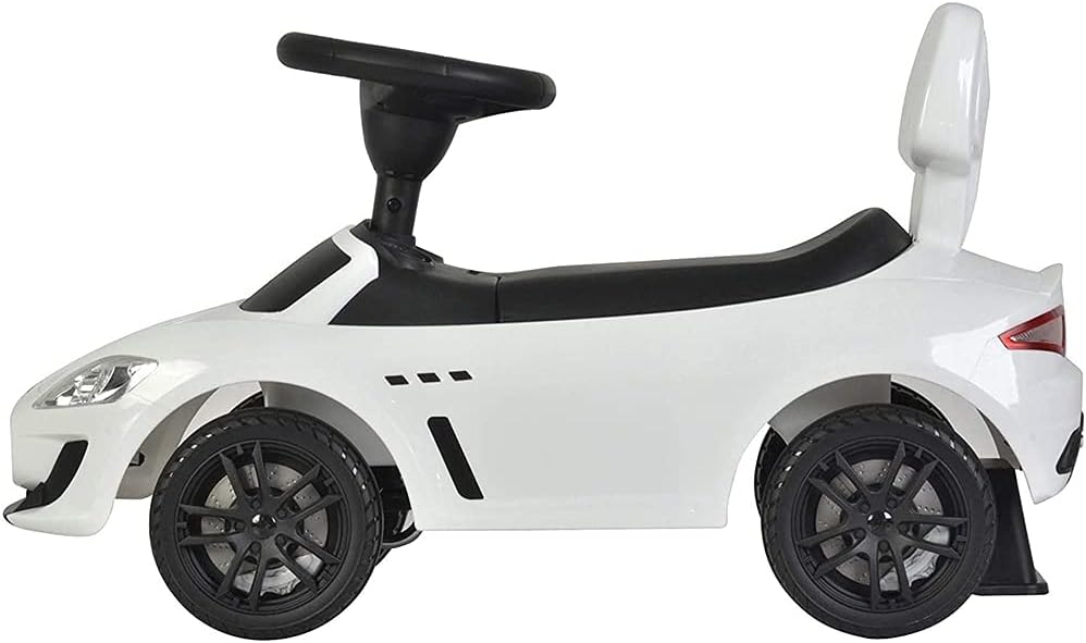 Maserati Ride on Push Car with Music and Under Seat Storage - White