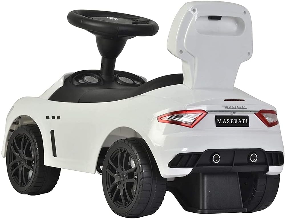 Maserati Ride on Push Car with Music and Under Seat Storage - White