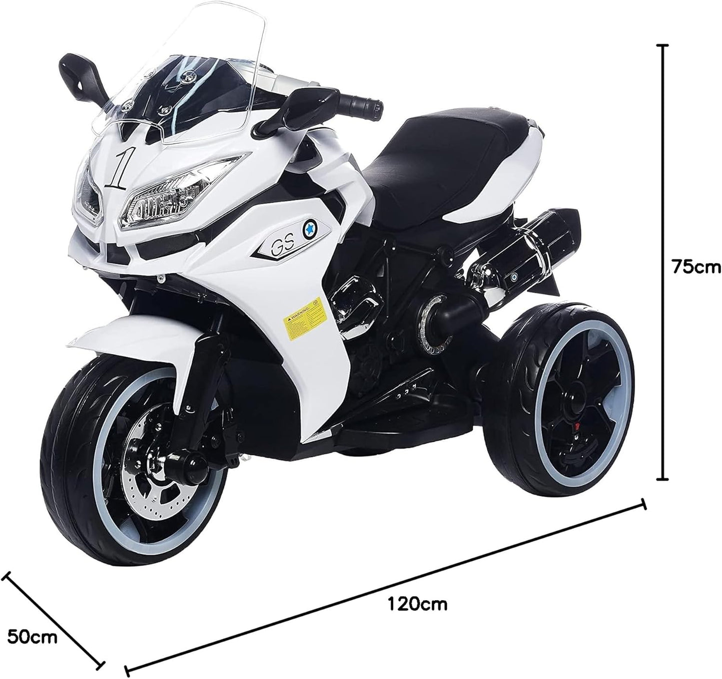 Power Riding 1200GS Style Sports Motor Bike Ride On Electric Bike for Kids - White