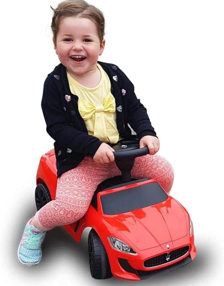 Maserati Ride on Push Car with Music and Under Seat Storage - Red