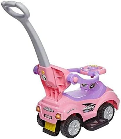 Ride on 3 in 1 Push Car for Toddlers with Guardrail, Parental Handle, Music & Horn - Pink