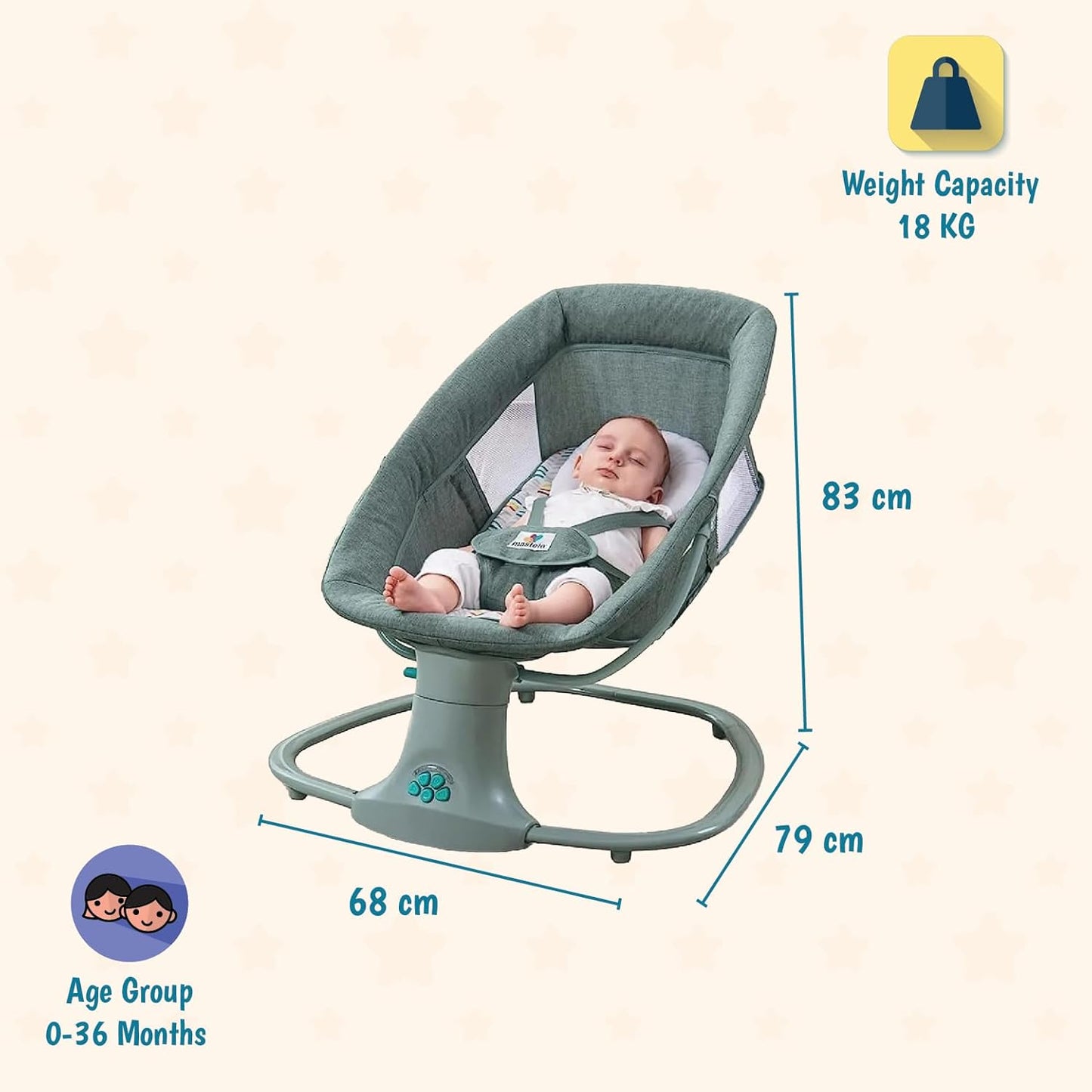 Mastela 3 In 1 Deluxe Multi-Functional Swing (Green)