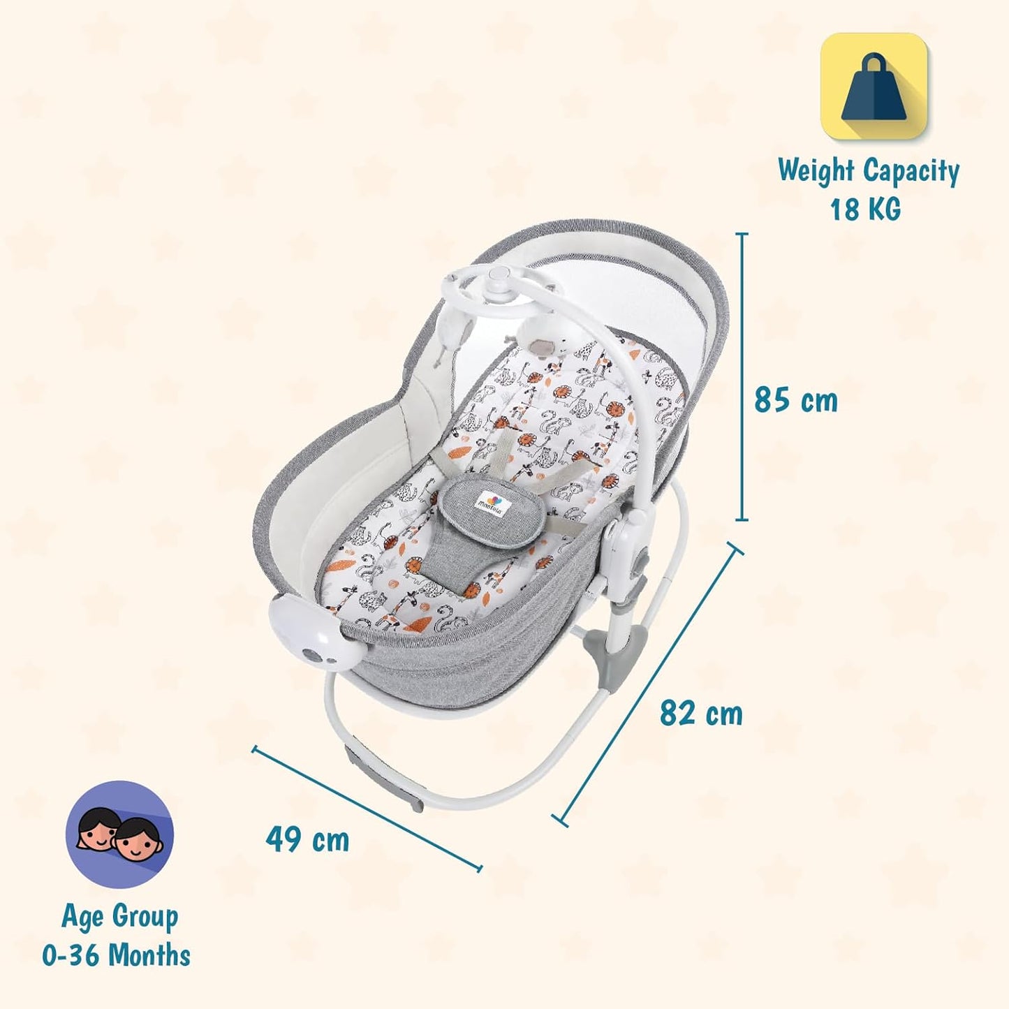Mastela 6 In 1 Deluxe Multi-Functional Bassinet (Grey)