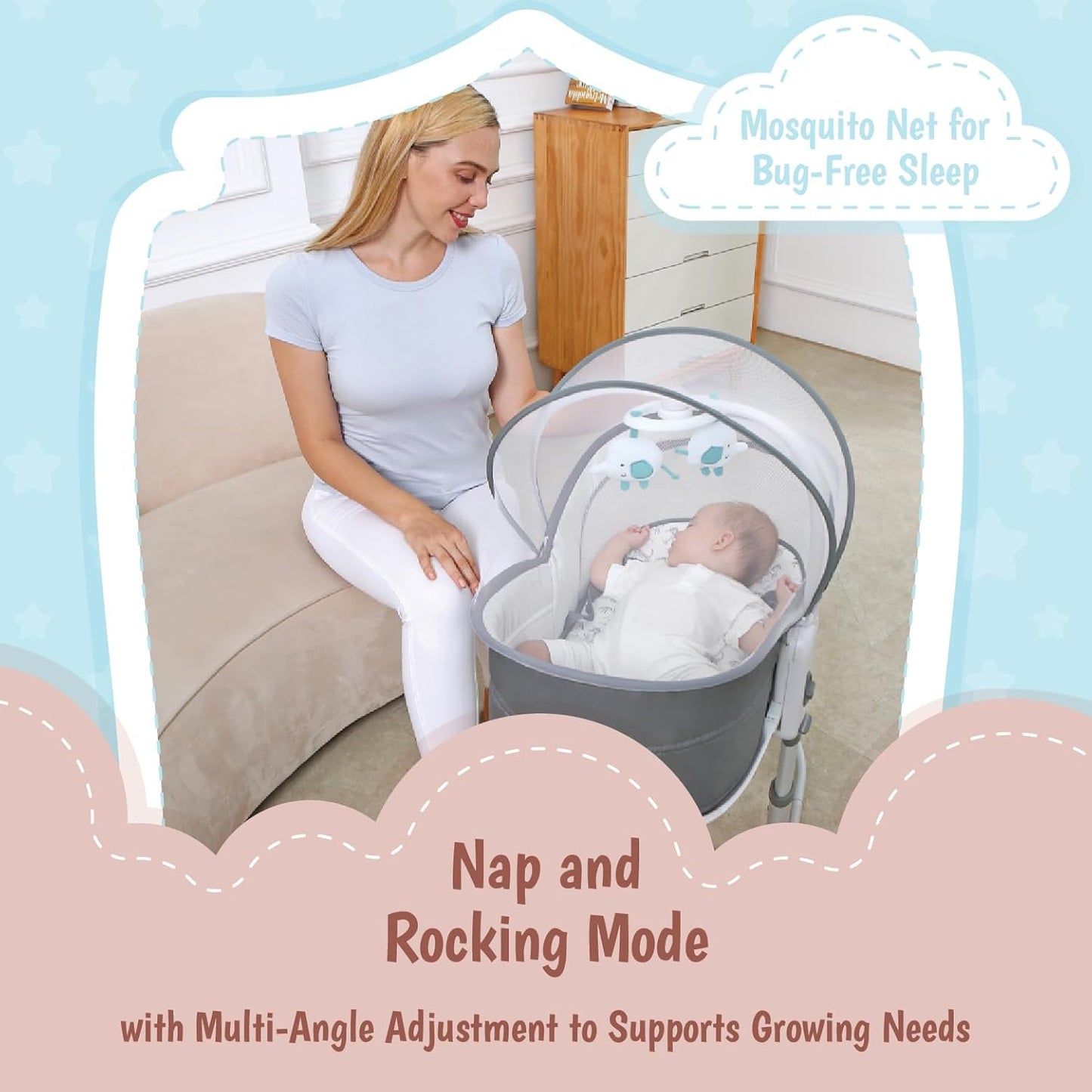 Mastela 6 In 1 Deluxe Multi-Functional Bassinet (White)
