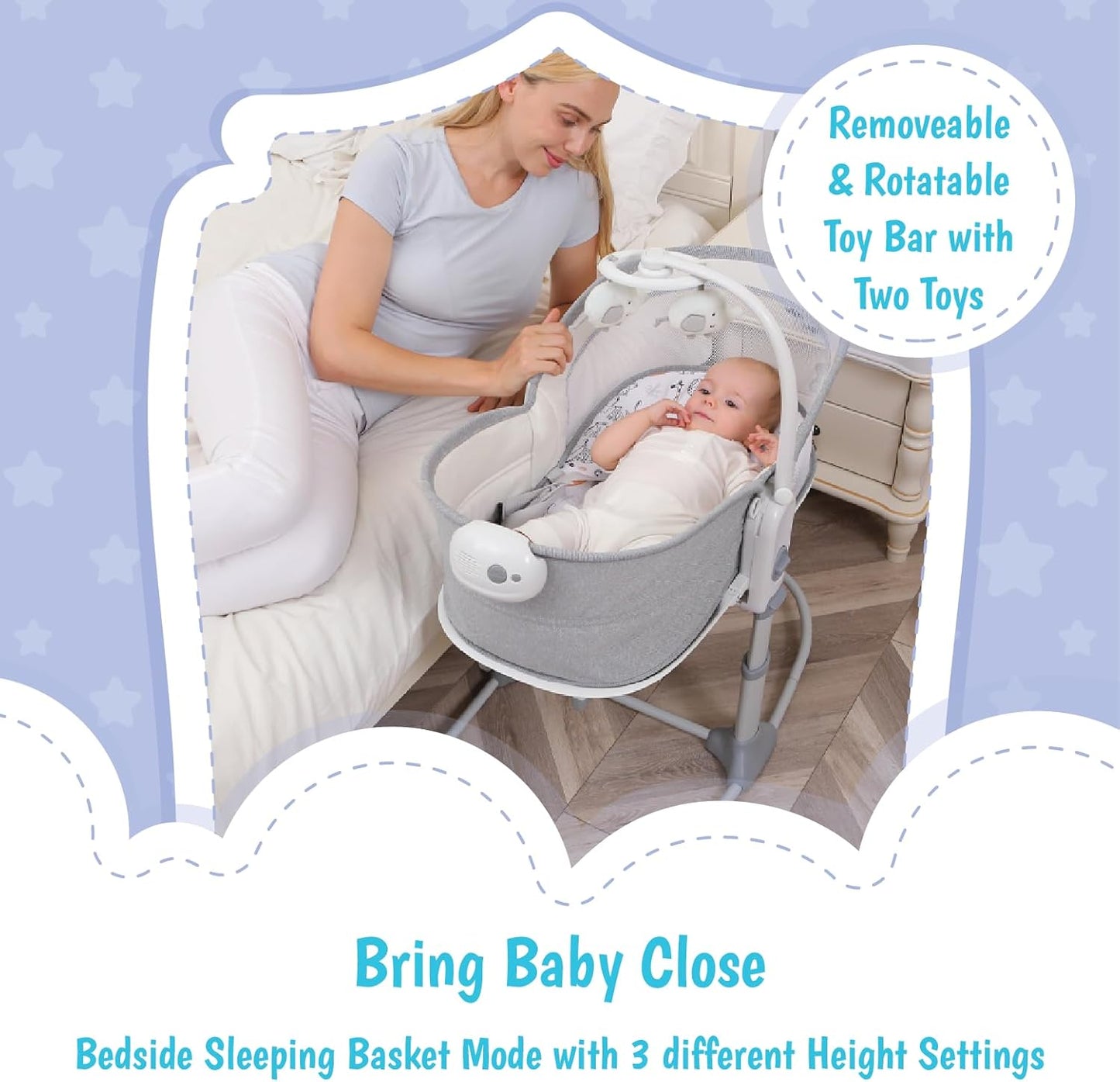 Mastela 6 In 1 Deluxe Multi-Functional Bassinet (Grey)