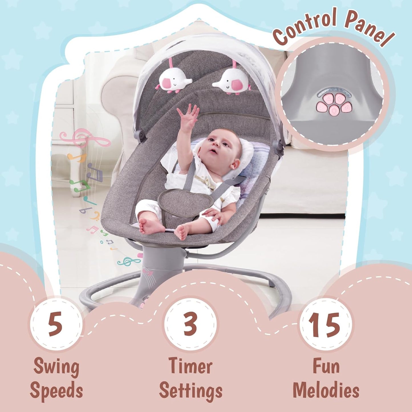 Mastela 3 In 1 Deluxe Multi Functional Swing (Pink)