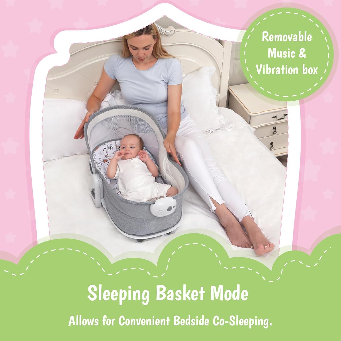 Mastela 6 In 1 Deluxe Multi-Functional Bassinet (Grey)