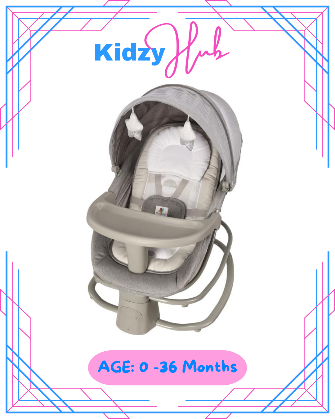 Mastela 4-in-1 Baby Swing for Infants with Dinner Plate