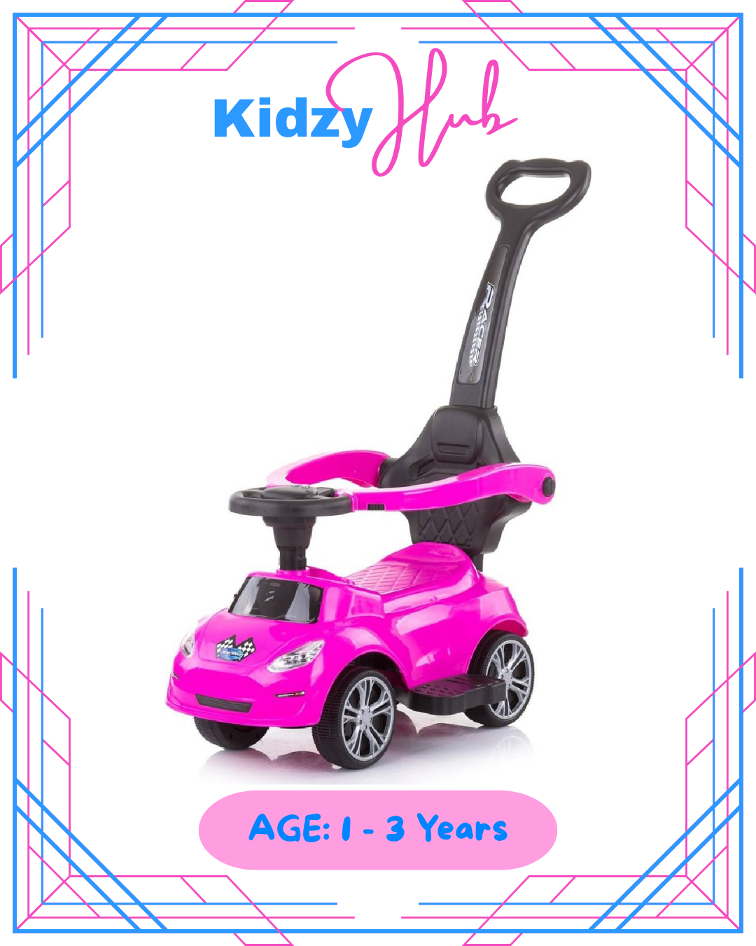 Ride-on Push Car with Turbo guide rod pink