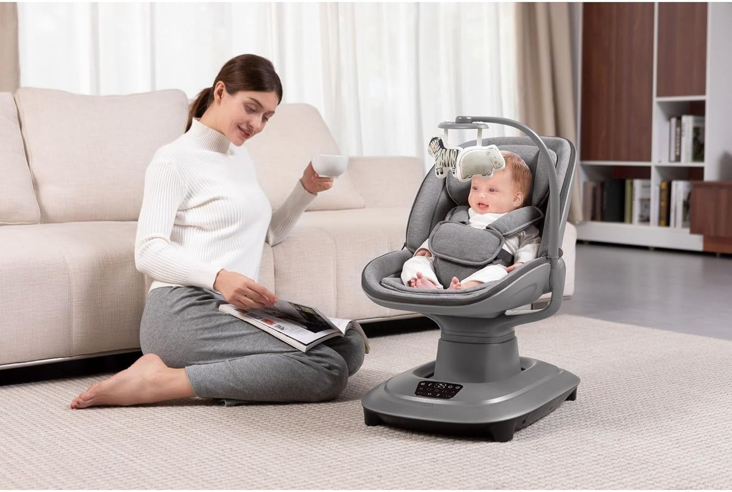 Mastela Deluxe Multi-Motion Baby Cradle- Dark Grey