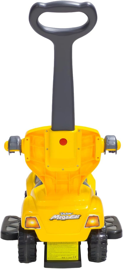 Ride on 3 in 1 Push Car for Toddlers with Guardrail, Parental Handle, Music & Horn - Yellow
