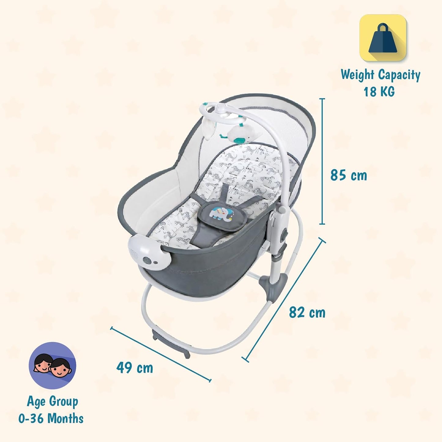 Mastela 6 In 1 Deluxe Multi-Functional Bassinet (White)