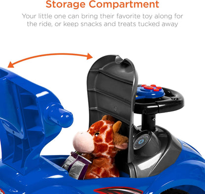 Ride on 3 in 1 Push Car for Toddlers with Guardrail, Parental Handle, Music & Horn - Blue