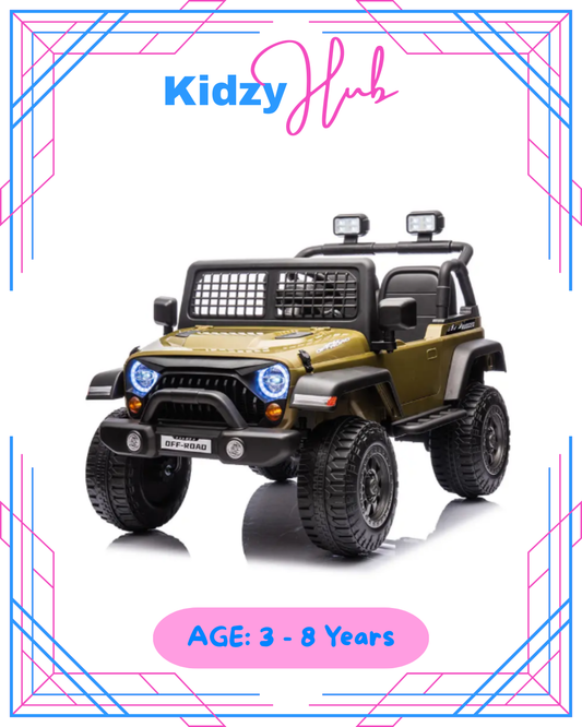 12V 7AH 2-Seater Green Ride-On Car for Kids with Remote Control, Electric Car with Music, LED Lights & Safety Features, Ages 3-8 years
