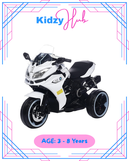 Power Riding 1200GS Style Sports Motor Bike Ride On Electric Bike for Kids - White