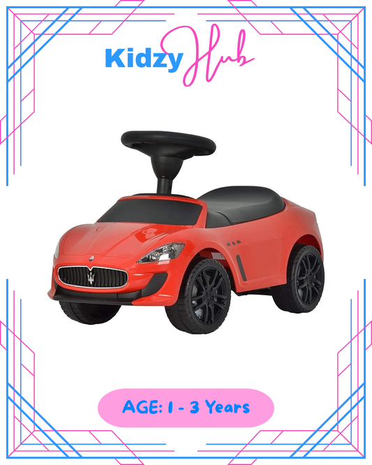 Maserati Ride on  Push Car with Music and Under Seat Storage - Red