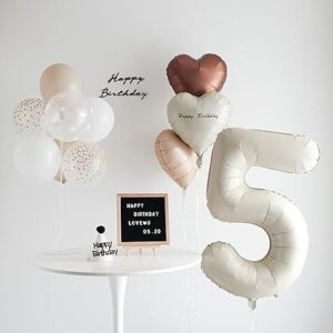 Party Fun Foil Number Balloon 32" No. (5) Cream Color - Image 4