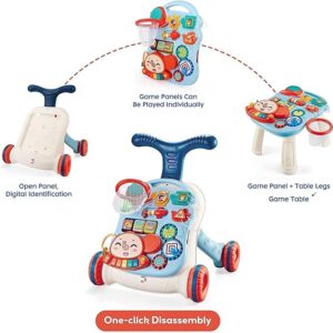 2 in 1 Baby Activity Walker for Kids | Convertable Push Walker for Baby with Handle, Balls & Roller, Piano, Shapes, Gears & Rattles | Activity Kids Walker 6 to 24 Months (Blue) - Image 3