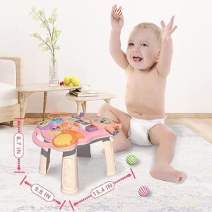 2 in 1 Baby Activity Walker for Kids | Convertable Push Walker for Baby with Handle, Balls & Roller, Piano, Shapes, Gears & Rattles | Activity Kids Walker 6 to 24 Months (Pink) - Image 3
